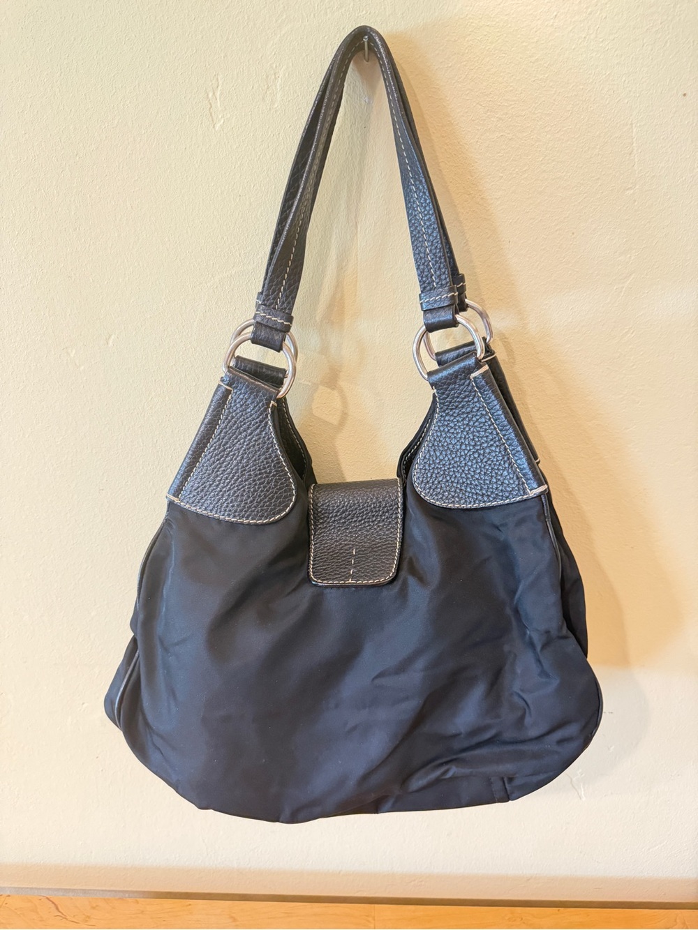 Prada Tessuto Nylon Hobo bag leather trim buckle - Picture 5 of 9